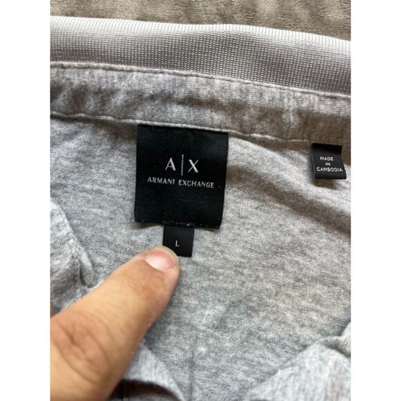 Armani Exchange Polo Shirt Mens Large Gray Short Sleeve‎ Jersey Cotton - Picture 3 of 4